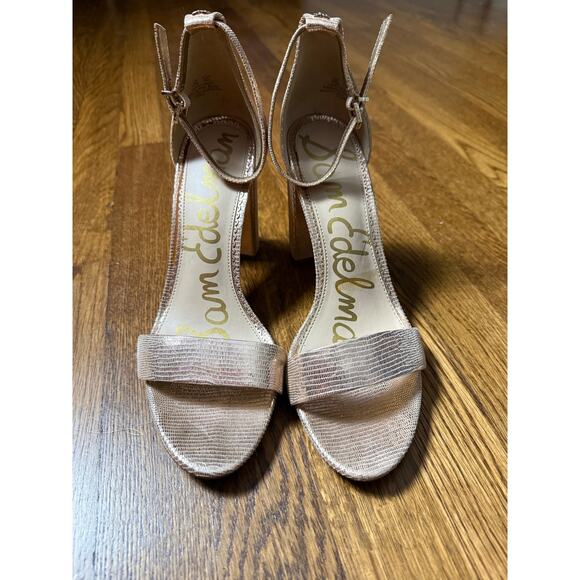 Sam Edelman Block Heel Gold Sandals Size 9.5 - Picture 7 of 8